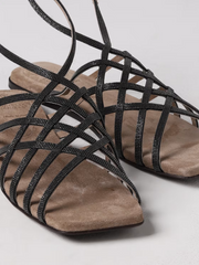 Brunello Cucinelli Women's Leather Sandals In New Ice