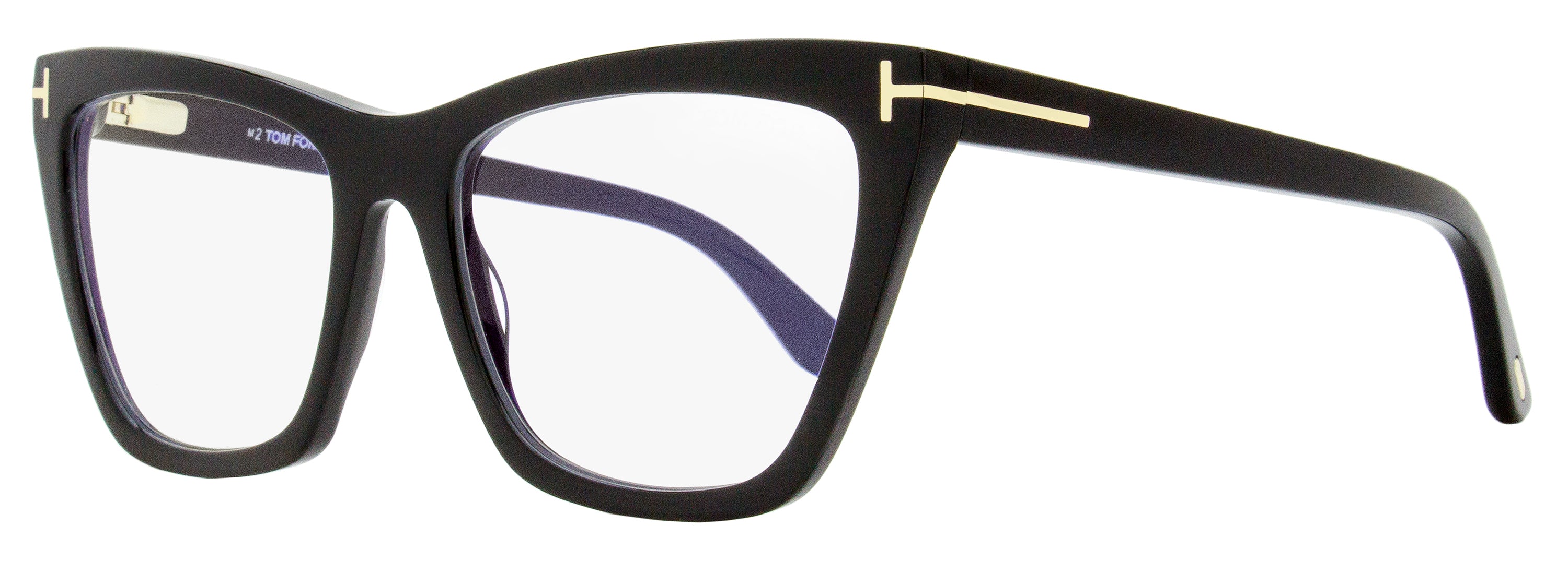 Tom Ford FT5971-B 001 Eyeglasses Shiny Black with Clip-On 54mm Cat Eye Frame Tom Ford Magnetic Clip-on Eyeglasses TF5971-B 001 Black 54mm  main image 3