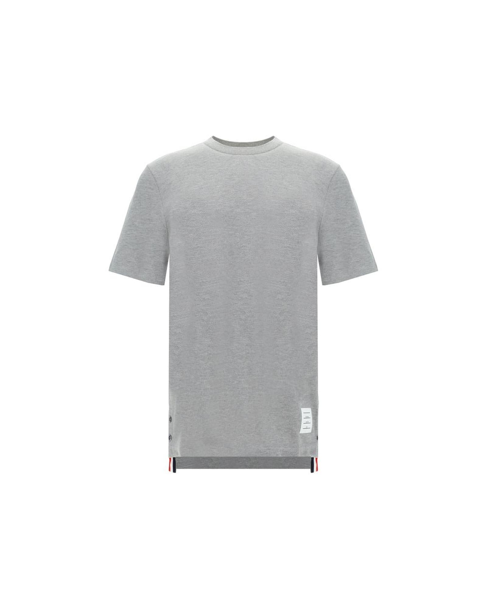 Tシャツ・カットソー Thom Browne Short-Sleeved Crew Neck Tee THOM BROWNE crew neck T-shirt light grey/white striped