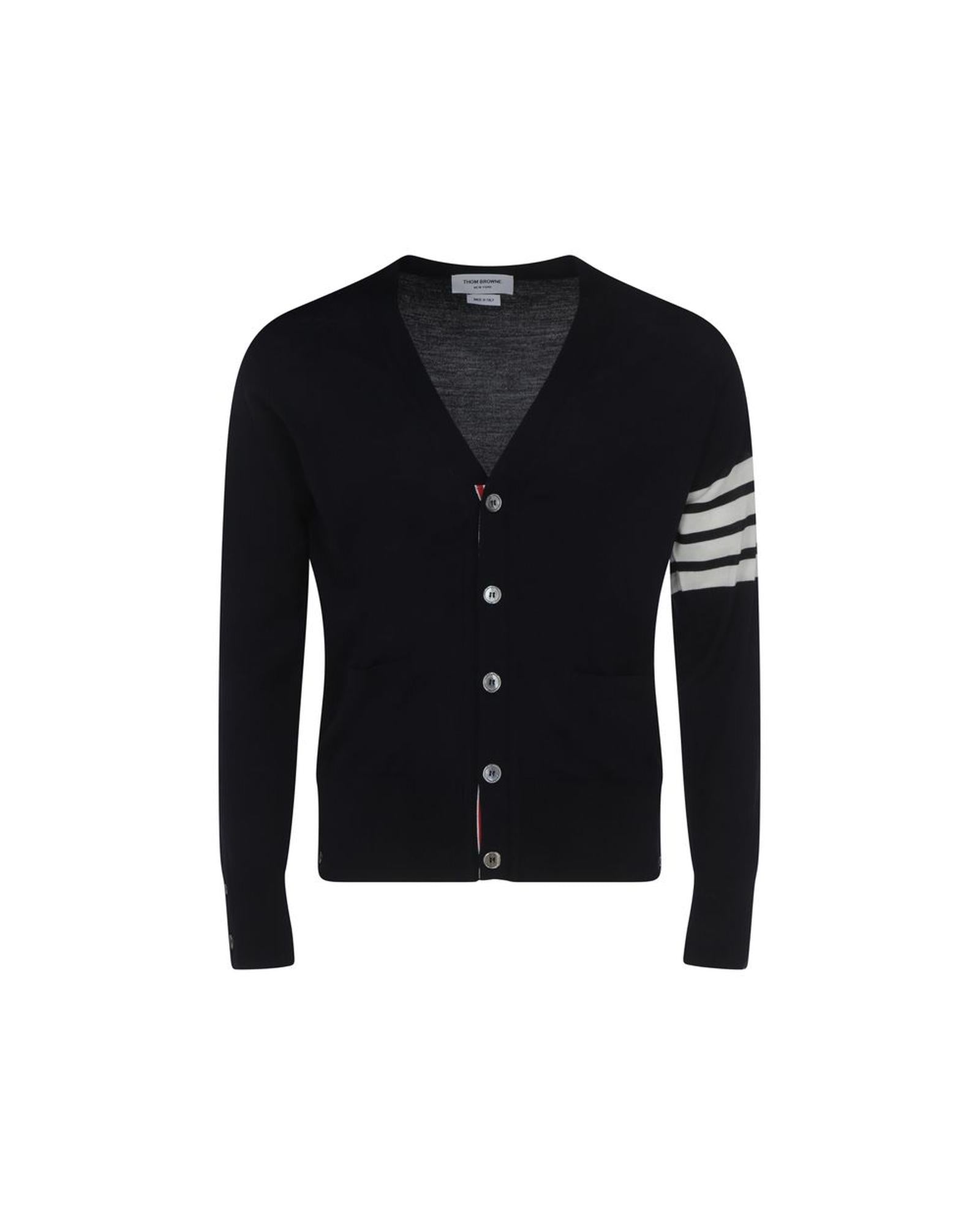 カーディガン THOM BROWNE Men Cardigan Blue MKJ134AY6011 420 Wool 4 Bar V Neck Cardigan | Thom Browne