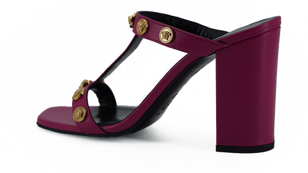 Versace Purple Calf Leather High Heel Women's Sandals