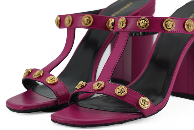 Versace Purple Calf Leather High Heel Women's Sandals