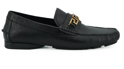 Versace Elegant Black Calf Leather Men's Men's Loafers