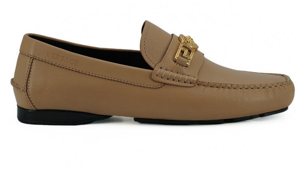Versace Exquisite Medusa Gold-Tone Leather Men's Loafers - Bluefly
