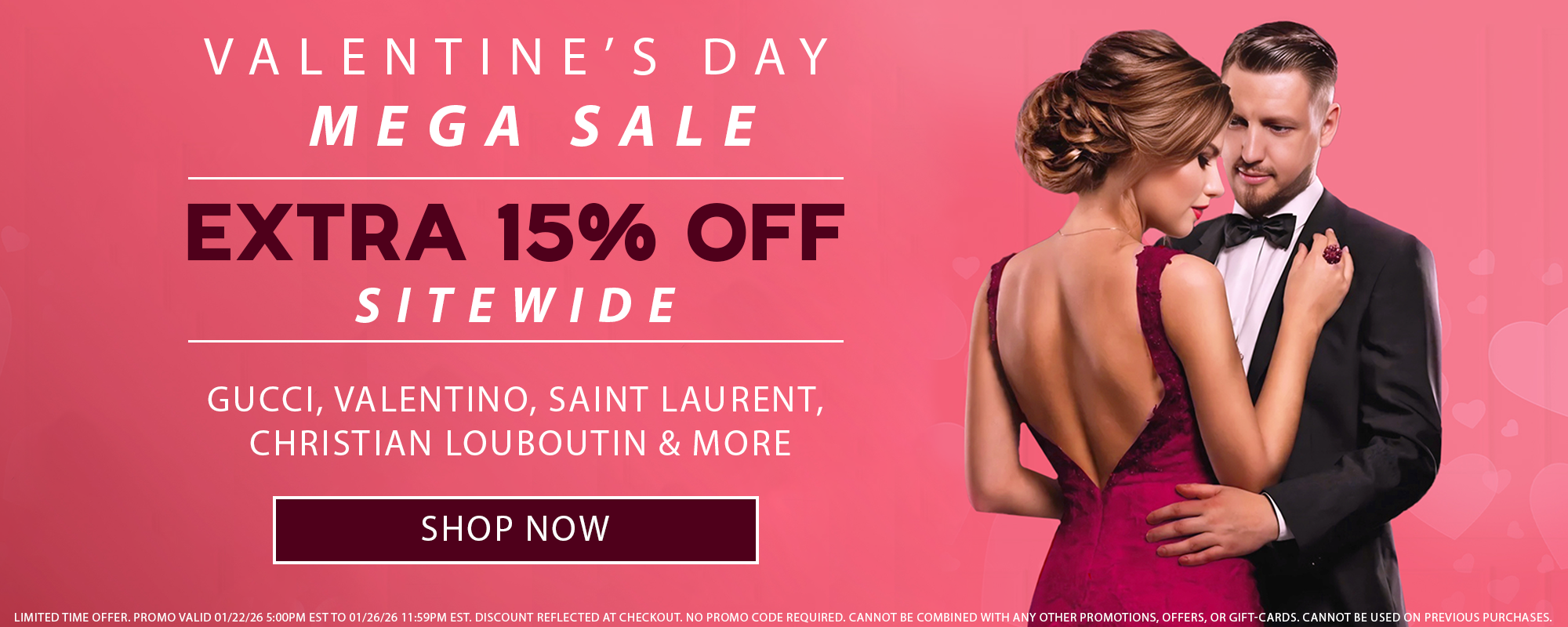 Valentine's day 15 percent off sitewide