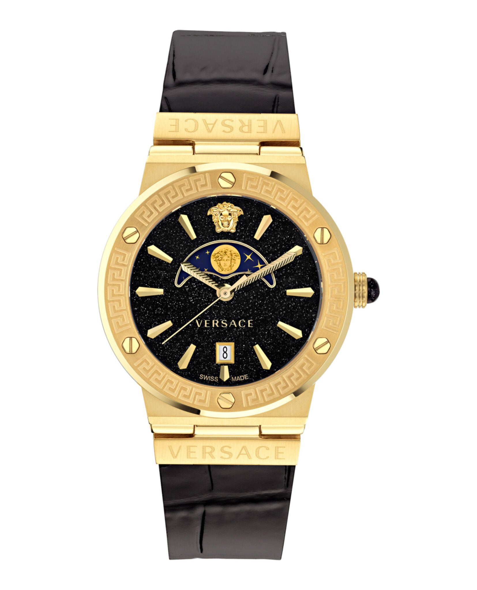 Versace Womens Greca Logo Gold 38mm Strap Fashion Watch