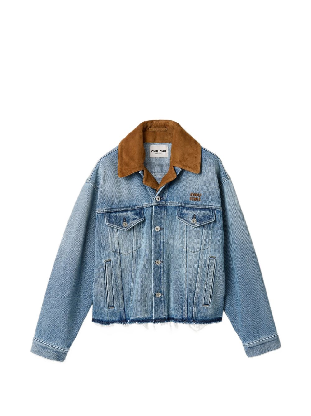 miu miu ハート柄トラッカージャケット　サイズ40 Miu Miu Women Denim And Leather Blouson Jacket – Bluefly