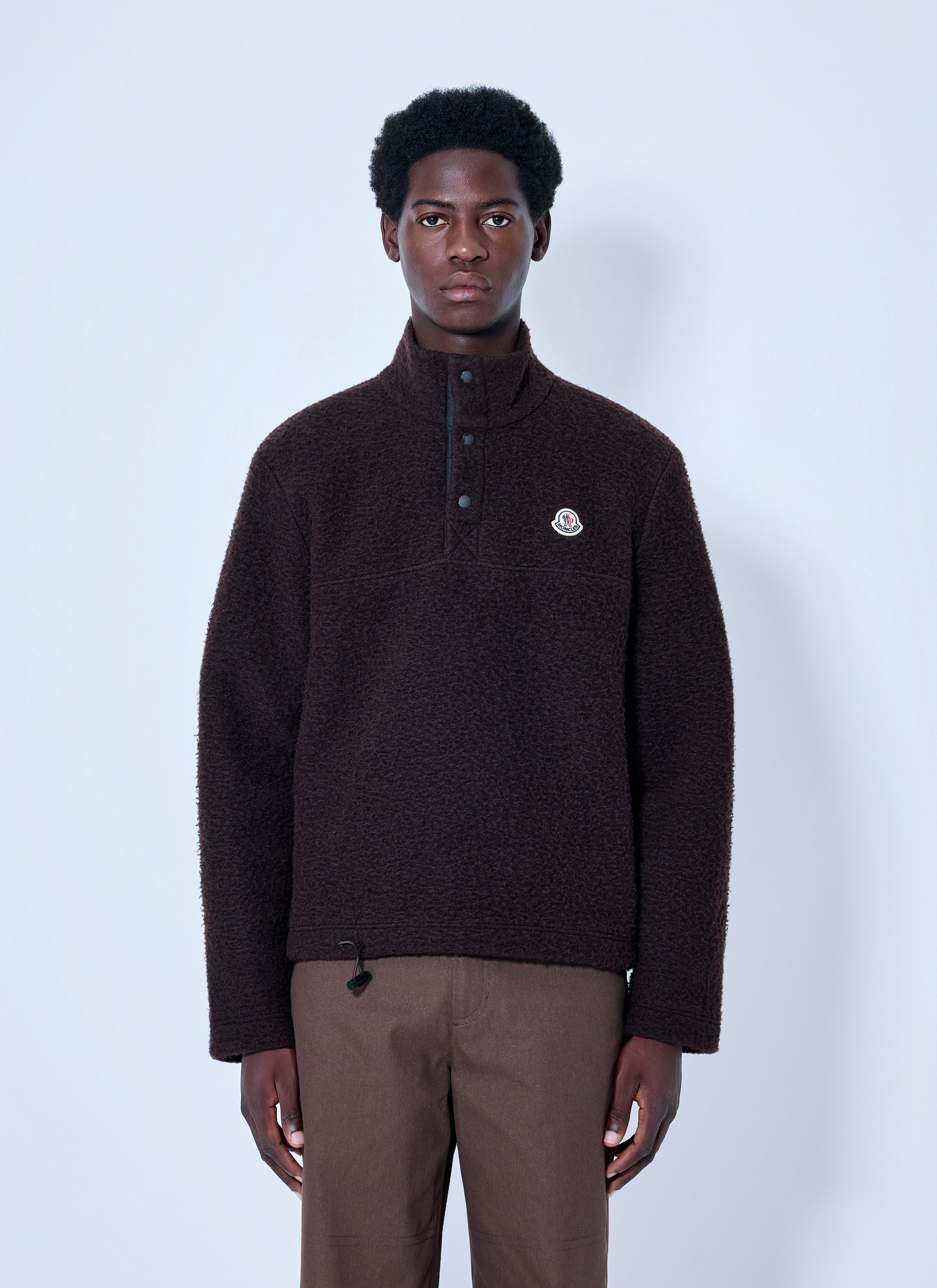 Moncler Men Fleece Pullover With Snap Fastening – Bluefly