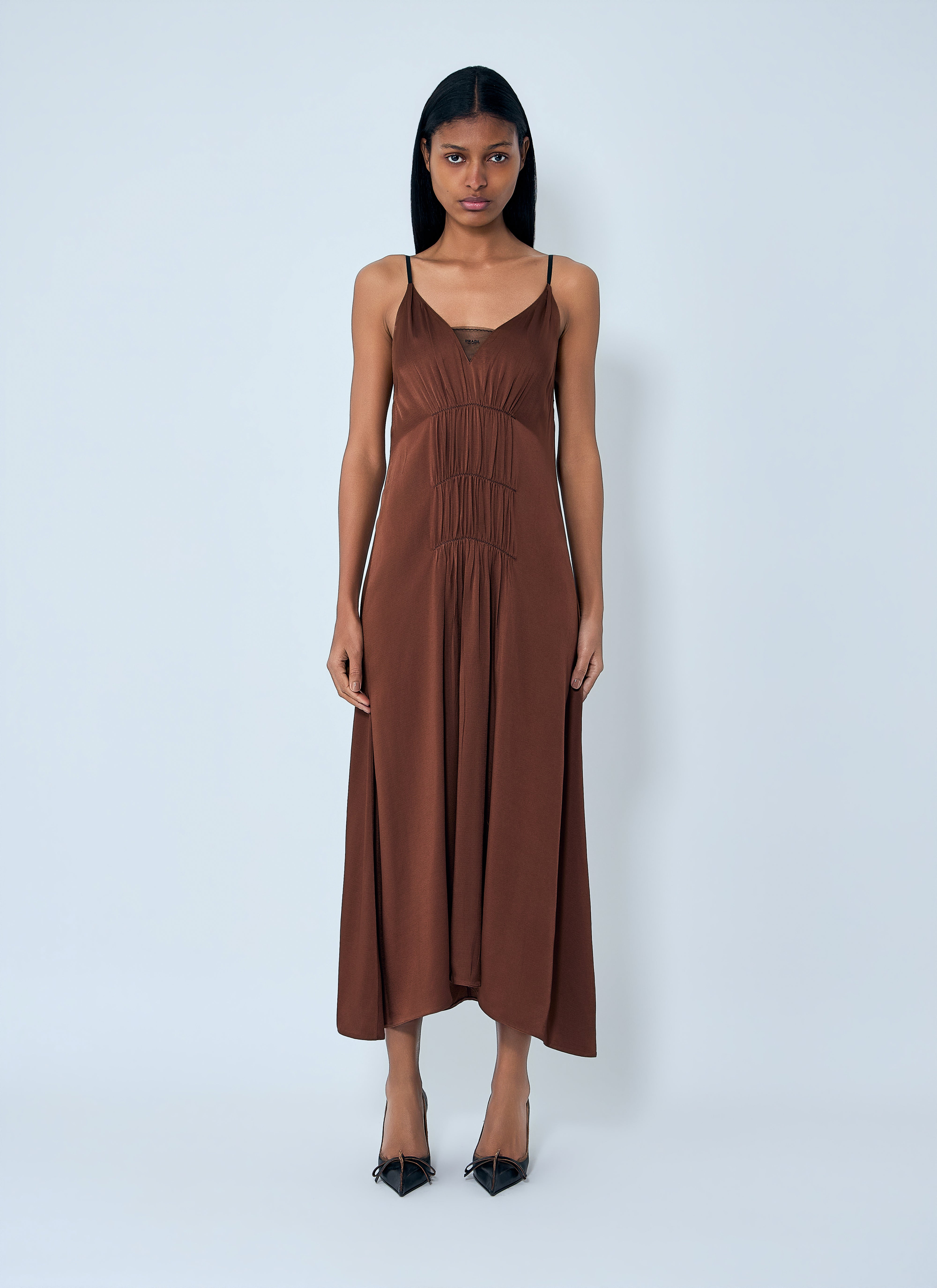 Prada Women Crepe Satin Midi Dress – Bluefly