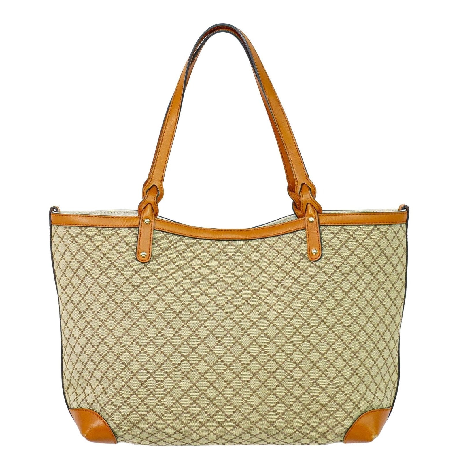 Gucci Craft Tote Diamante Canvas With Leather Beige Canvas Tote Bag Bag (Authentic Pre-Loved)