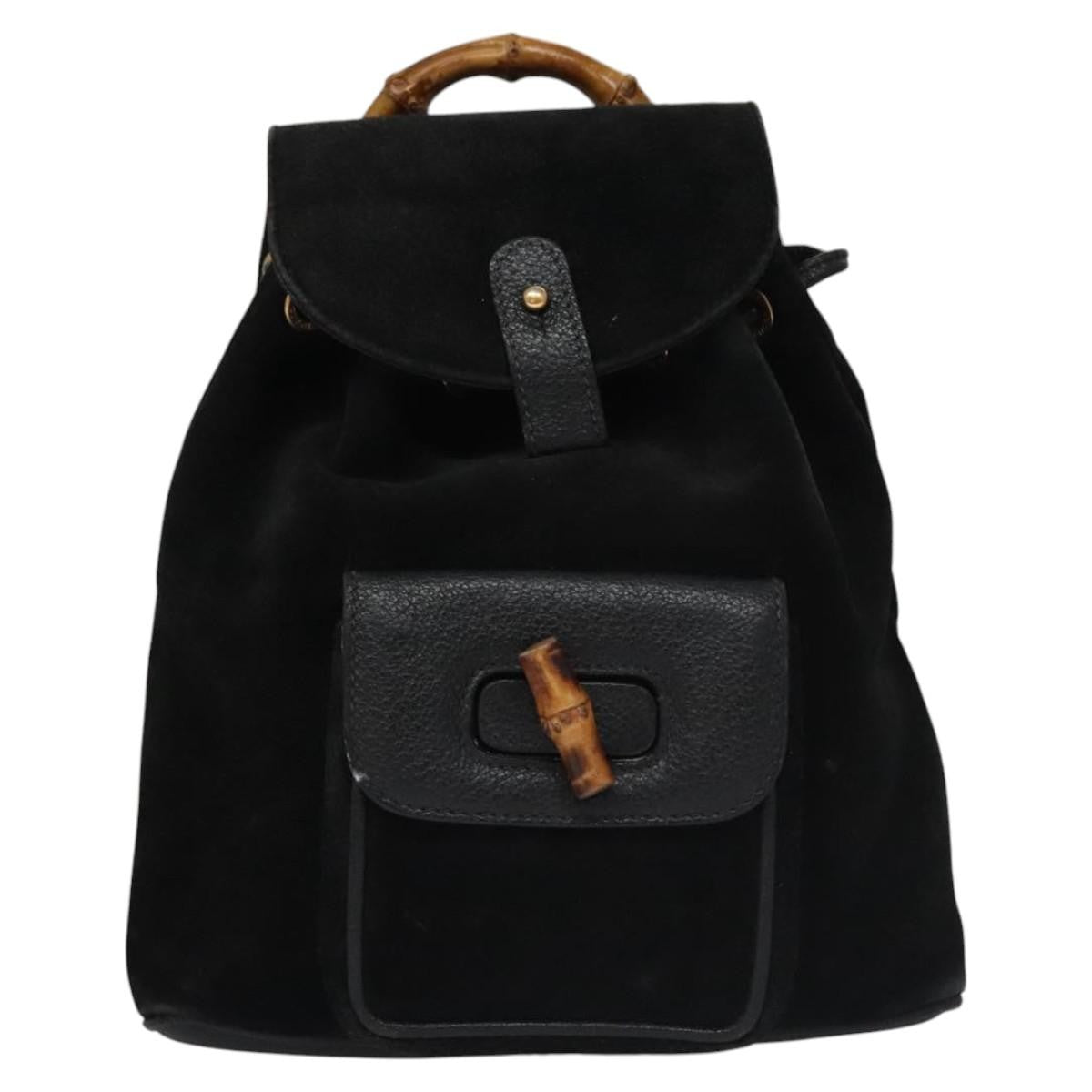 Gucci Gucci Bamboo Backpack Daim Black Suede Backpack Bag  display picture 2