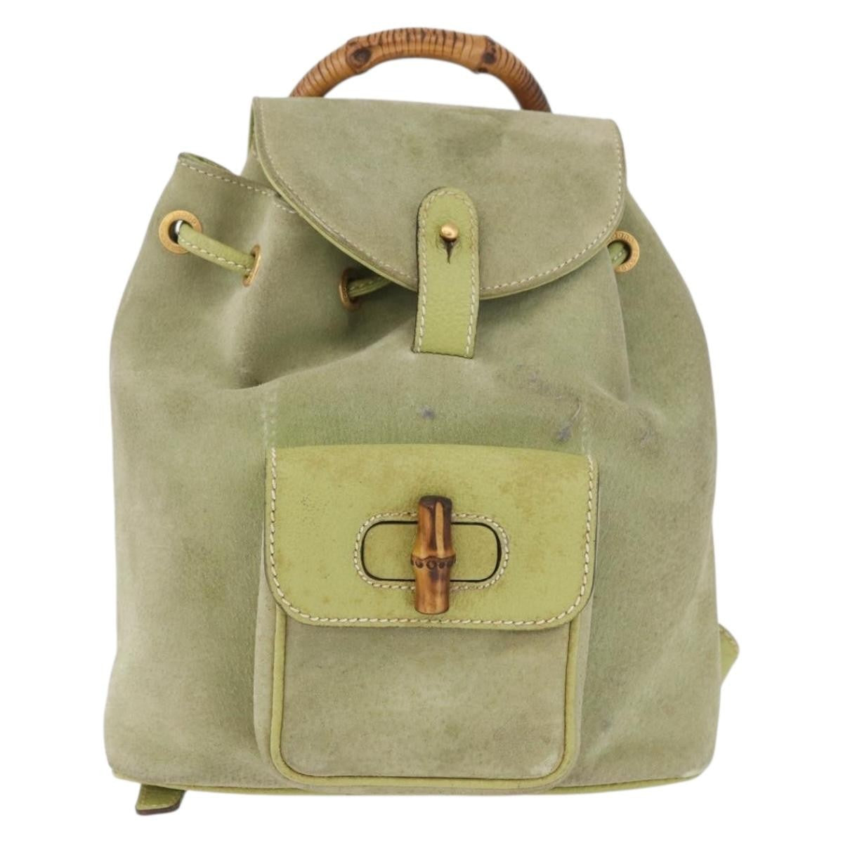 Gucci Gucci Bamboo Daim Brown Suede Backpack Bag Gucci Suede Bamboo Handle Backpack – Connect Japan Luxury main image 4