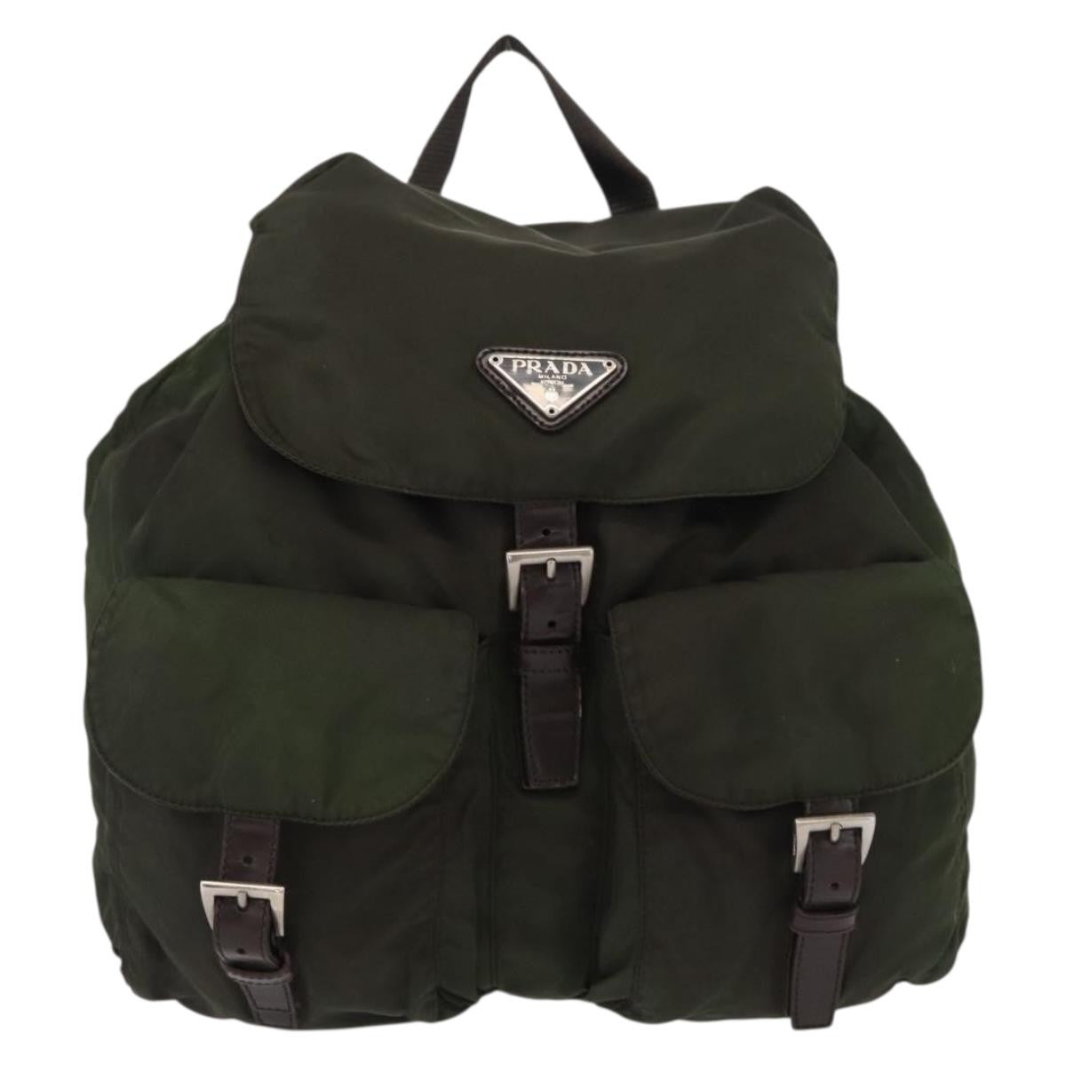 Prada Double Front Pocket Backpack #291680P88B Prada Double Front Pocket Backpack Tessuto Khaki Nylon  main image 3