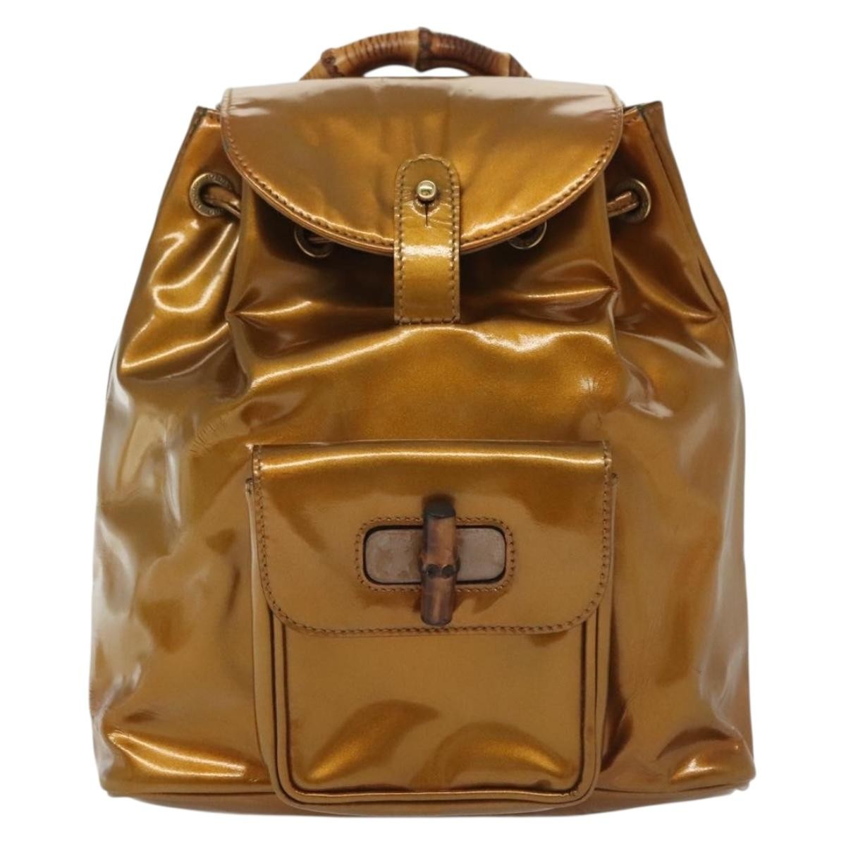 Gucci Vintage Bamboo Patent Gold Patent_Leather Bag Gucci Patent Crystal Mini Bamboo 1947 Top Handle Chain Bag  main image 4