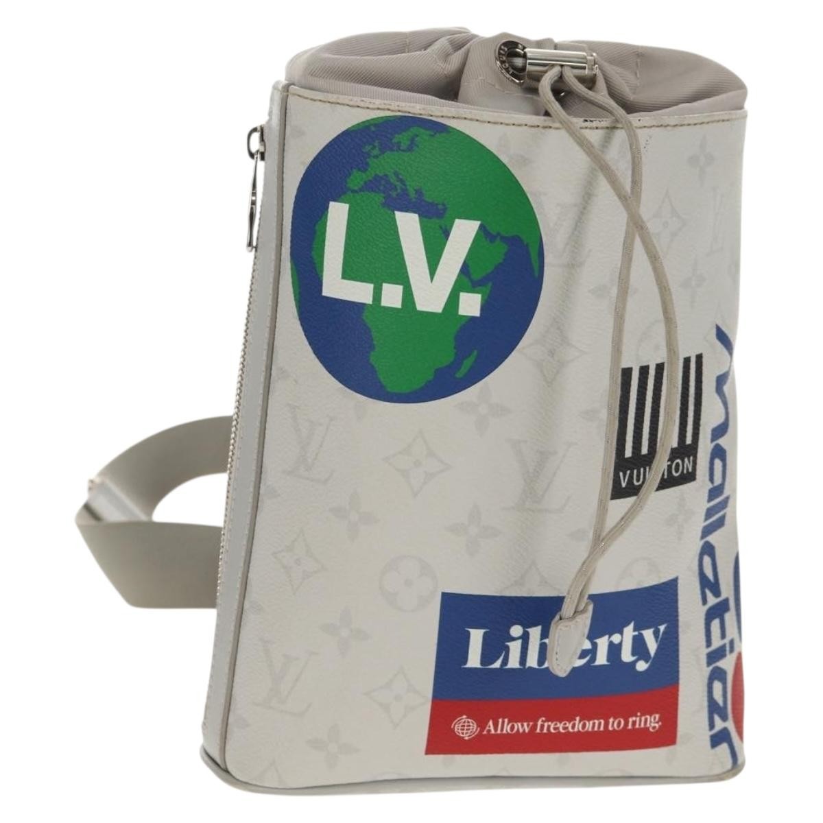 Louis Vuitton Chalk Sling Bag Limited Edition Logo Story Monogram Canvas White Canvas Shoulder Bag Bag (Authentic Pre-Loved)