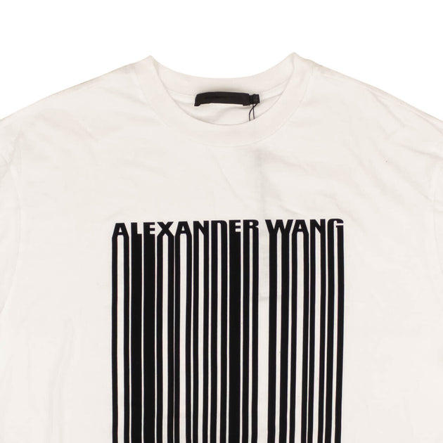 fax længst bagage ALEXANDER WANG White Barcode Logo Short Sleeve T-Shirt – Bluefly