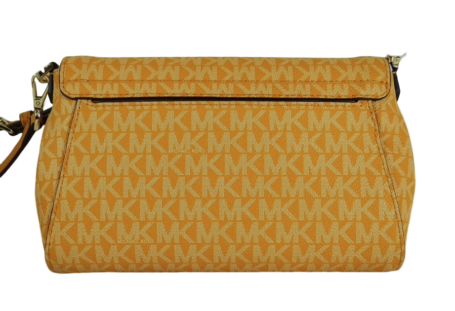 Michael Kors Medium Saffiano Leather Convertible Crossbody Bag Brown Gold