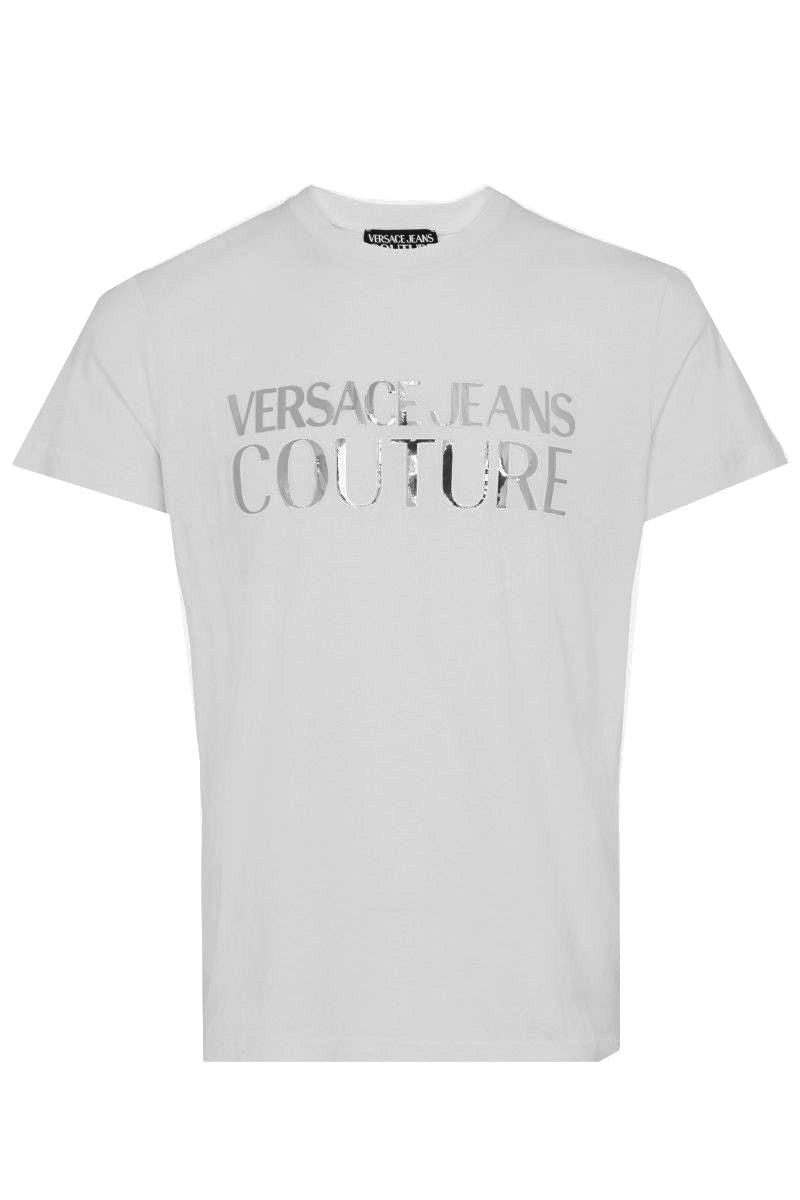 VERSACE JEANS COUTURE シルバー Versace Jeans Couture Men's White Silver Metallic Logo Short