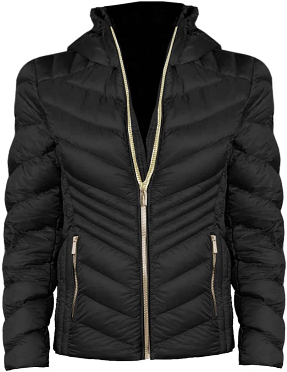 Michael Michael Kors Women's Black Chevron Double Layer Zipper 3/4