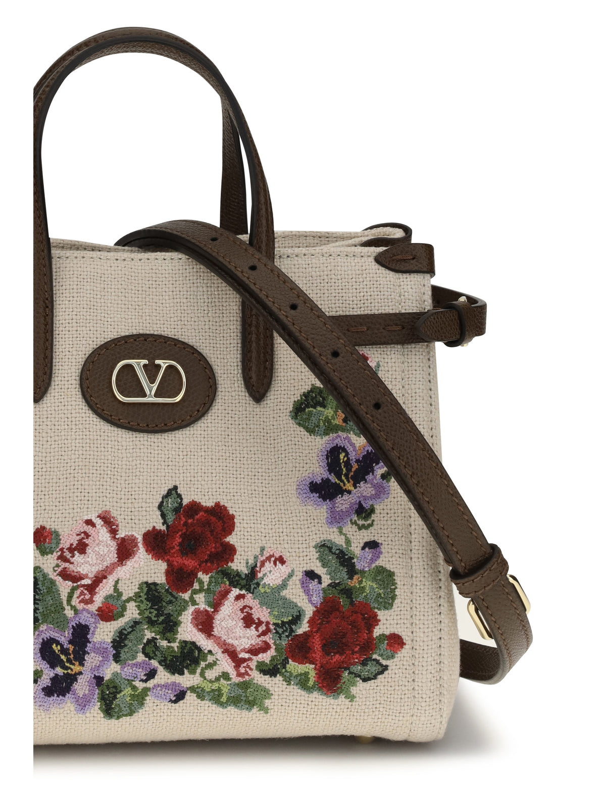 Valentino Garavani Women Antibes Mini Handbag In Embroidered Linen