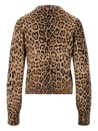 Burberry Women Animal Print Wool And Cashmere Cardigan