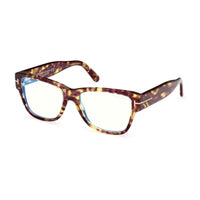Tom Ford Tom Ford Eyeglasses Square Full Rim, Havana Frame and Clear/Blue-Light Block Lenses Lens FT5878-B055