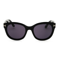 Tom Ford Sunglasses Round Full Rim, Shiny Black Frame and Smoke Lens FT111401A