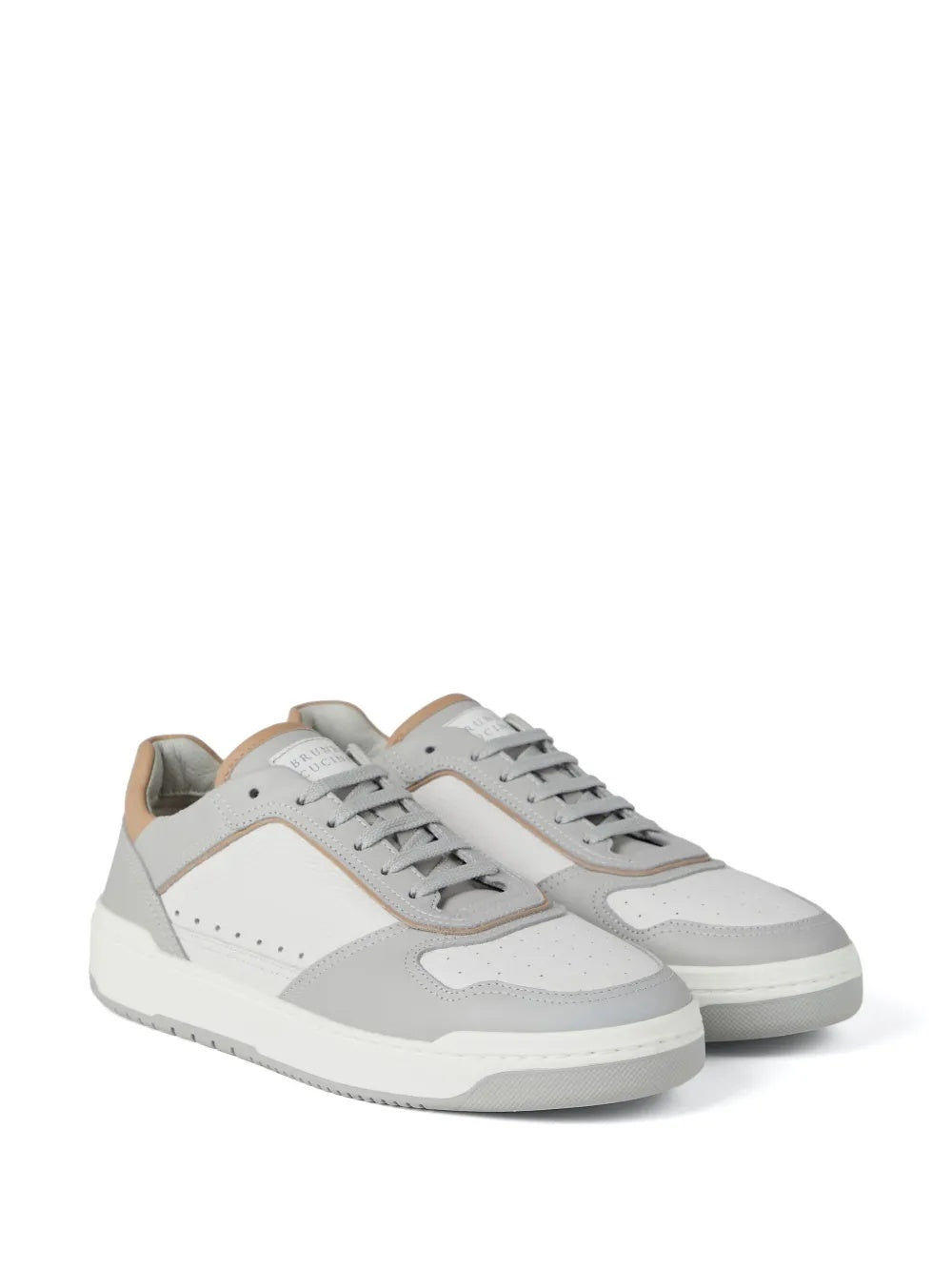 Brunello Cucinelli Leather and Suede Low-Top Sneakers with Perforated Panels