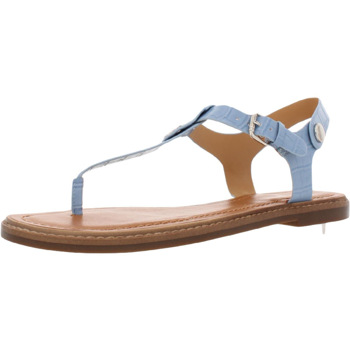 Bennia Womens Embellished Faux Leather Thong Sandals