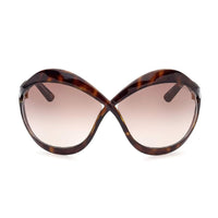 Tom Ford Sunglasses Oval Full Rim, Dark Havana Frame and Gradient Brown Lens FT090252F