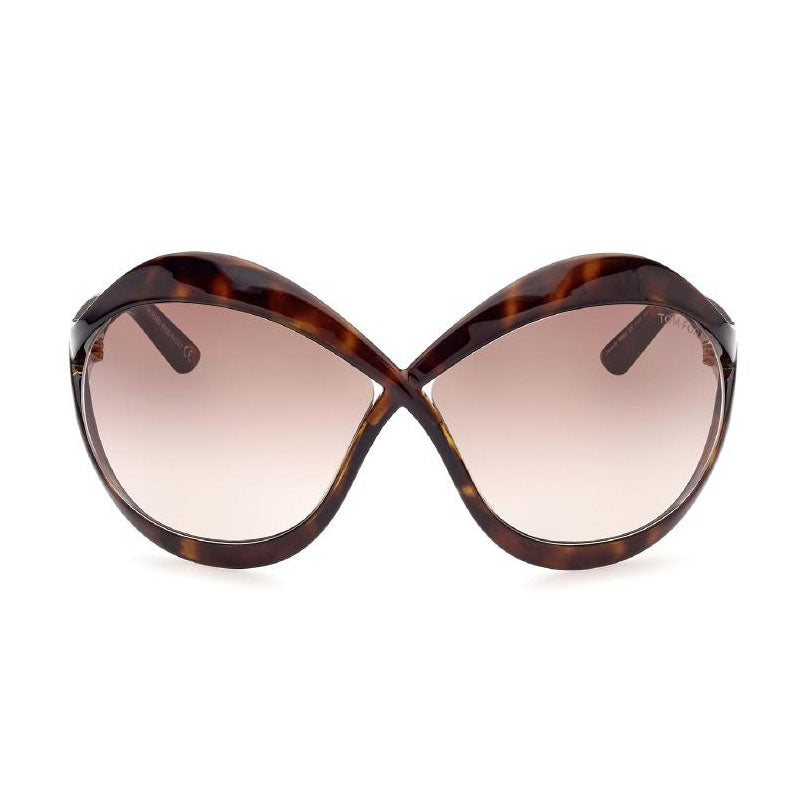 Tom Ford Sunglasses Oval Full Rim, Dark Havana Frame and Gradient Brown Lens FT090252F