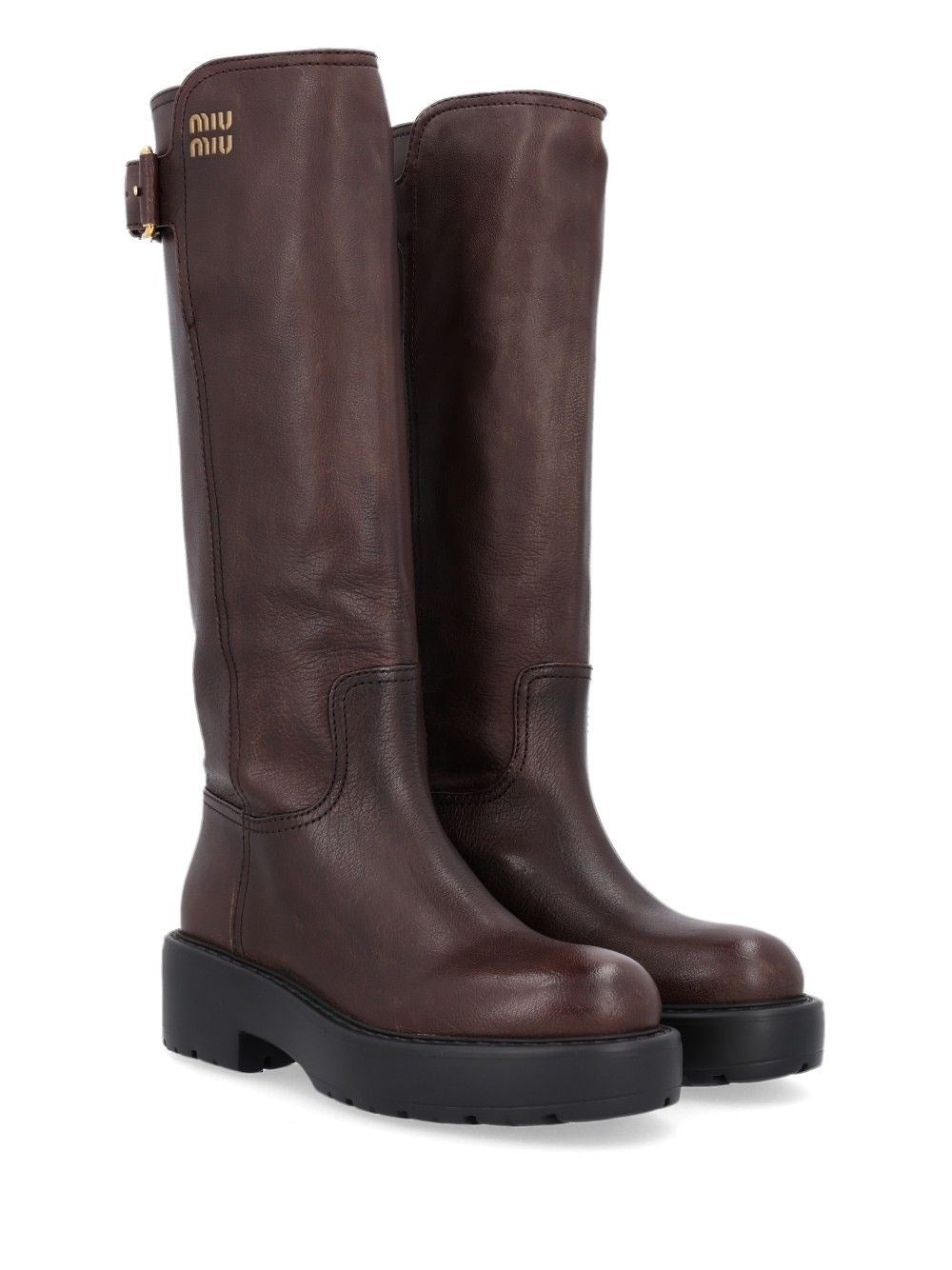 Miu Miu Miu Miu Women Leather Boots With Buckle