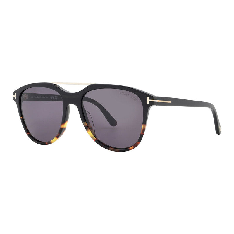 Tom Ford Sunglasses Aviator Full Rim, Black/Havana Frame and Smoke Lens FT109805A