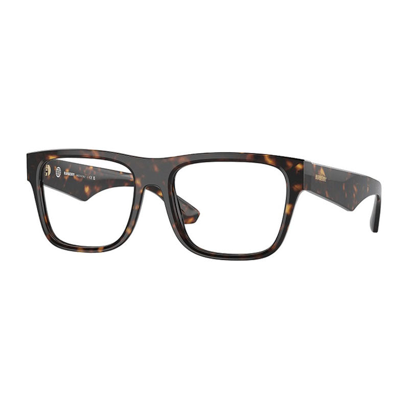 Burberry Eyeglasses Square Full Rim, Dark Havana Frame and Clear Demo Lenses Lens BE2411F3002