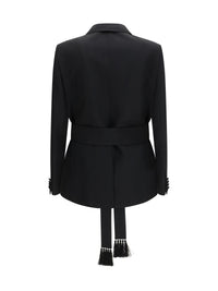 Valentino Men Double-Breasted Virgin Wool Blazer With Belt