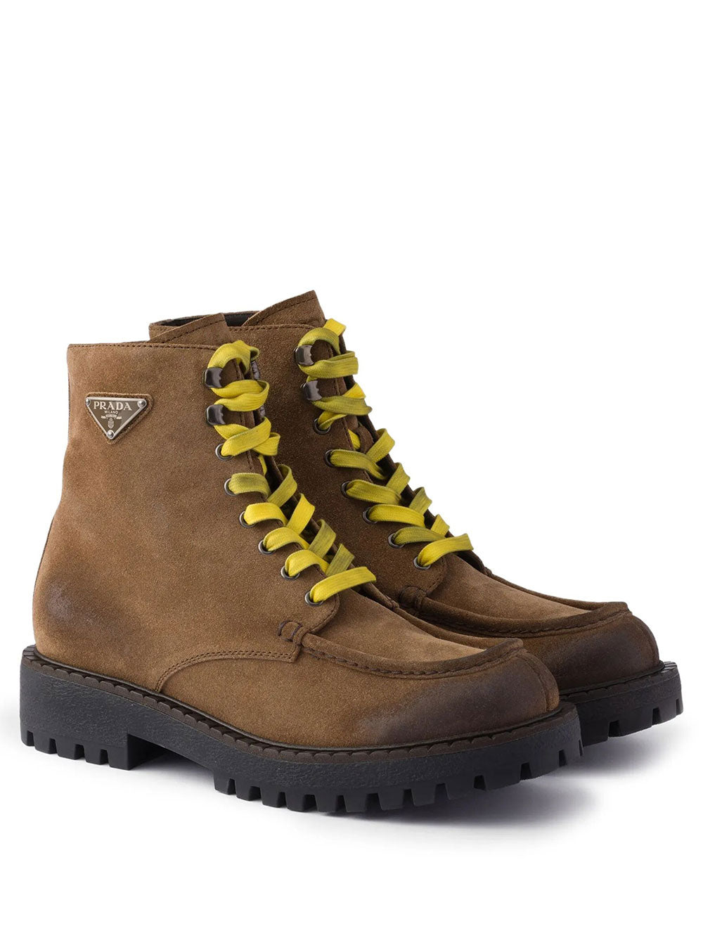 PRADA Prada Men Stivaletti Stringati In Pelle Scamosciata