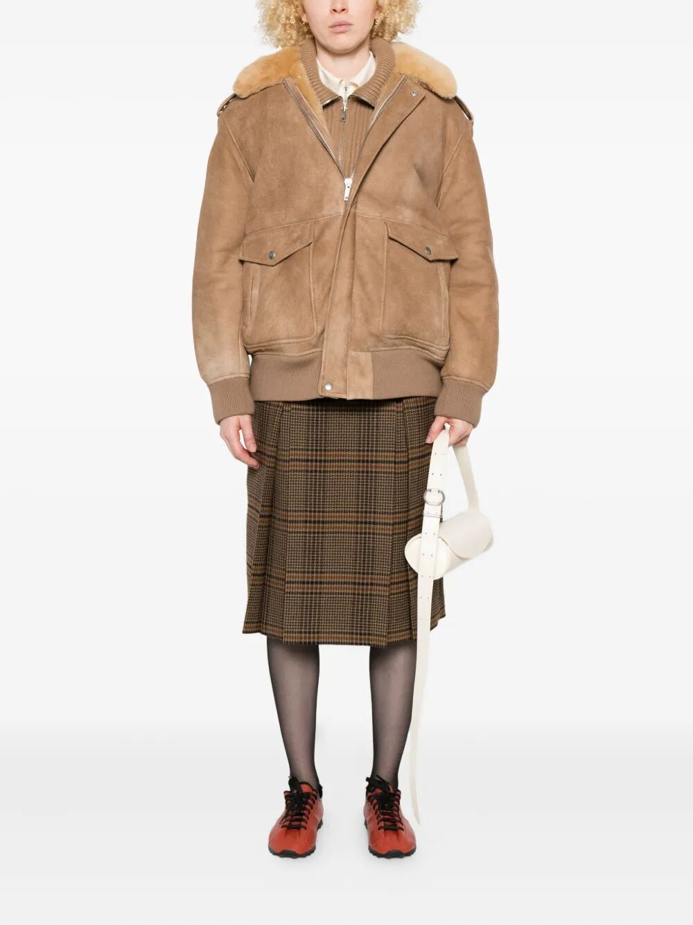 Prada Women Shearling Bomber Jacket