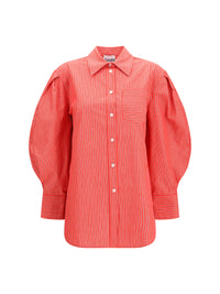 GANNI Ganni Women Striped Cotton Shirt With Balloon Sleeves