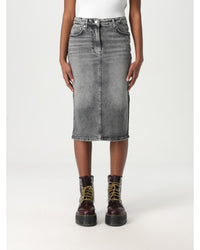 Moschino Jeans MidLength Denim Skirt with Side Slits Women Grey