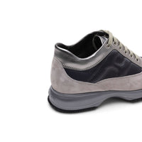 Hogan Interactive Allacciato Metallic-Panel Suede Sneakers