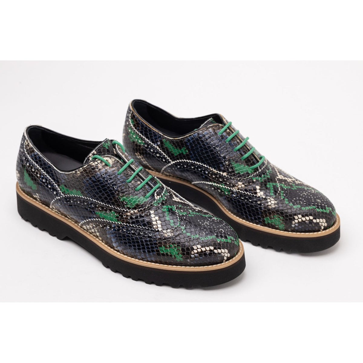 Hogan Snakeskin Platform Brogue Boots