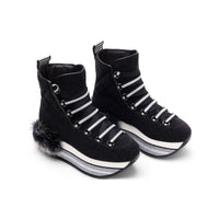 Hogan Fur-Trimmed Platform Boots