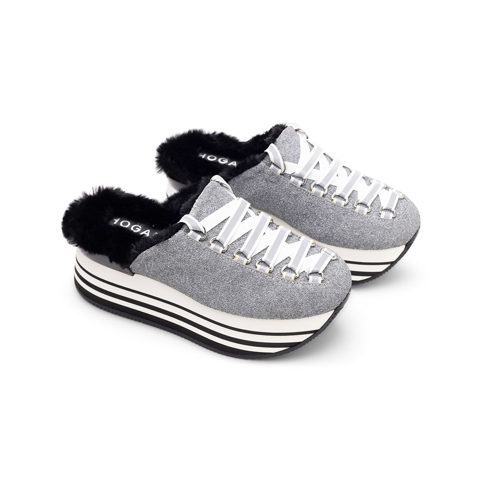Hogan Platform Lace-Up Mules
