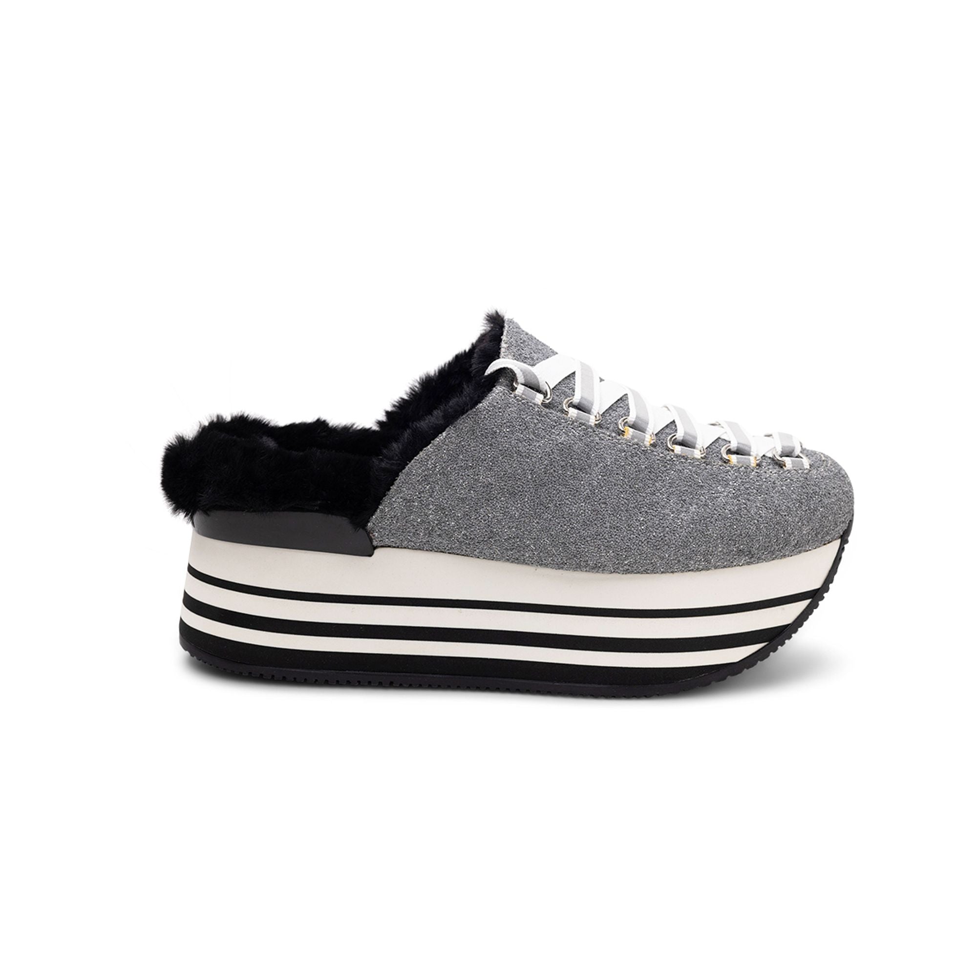 Hogan Platform Lace-Up Mules