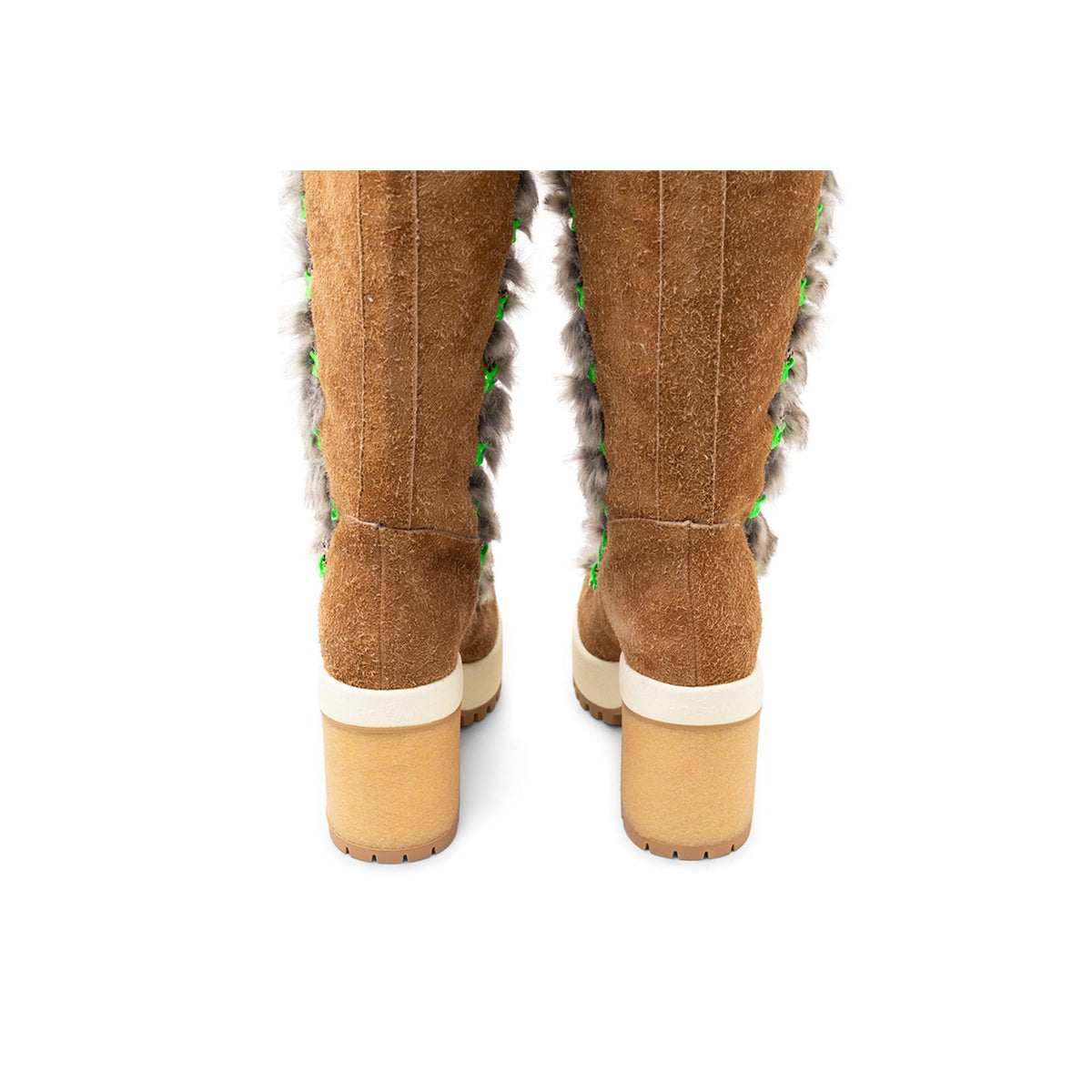 Hogan Fur-Trimmed Lace-Up Knee-High Boots