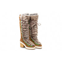 Hogan Fur-Trimmed Lace-Up Knee-High Boots