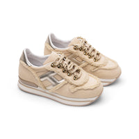 Hogan Metallic-Trimmed Shearling Sneakers