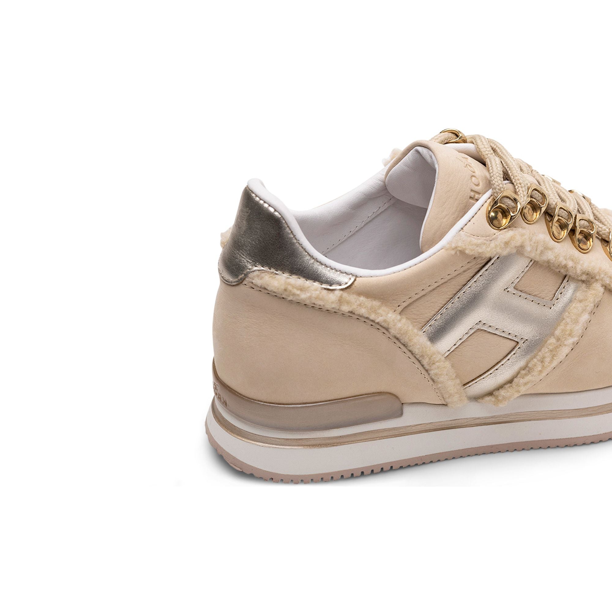 Hogan Metallic-Trimmed Shearling Sneakers