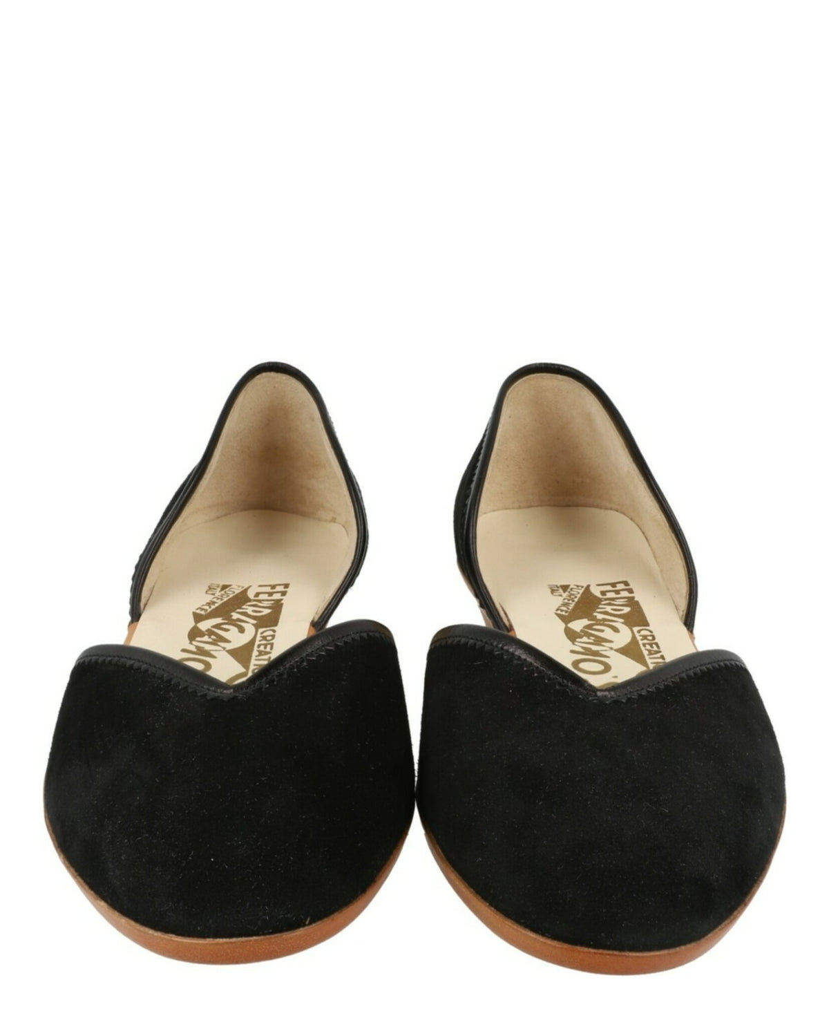 Ferragamo Womens Ira Archived Limited Edition 1959 Suede Ballet Flats