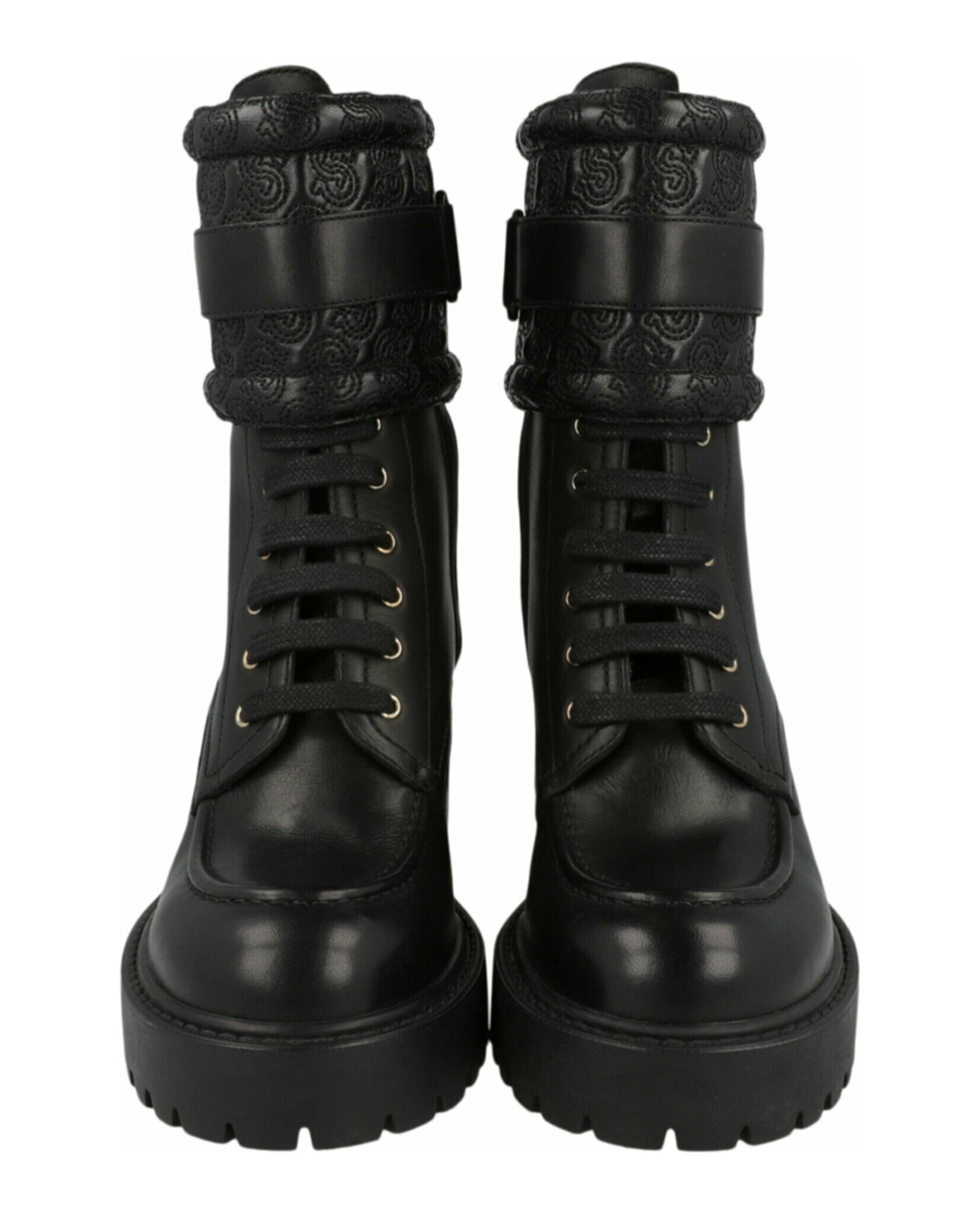 Ferragamo Womens Shiraz Leather Combat Boots